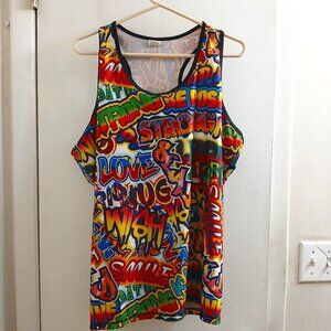 90s Hip Hop Multicolor Tank Top Women's XL Sleeveless Colorful Size XXL
